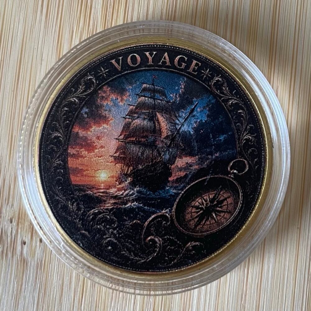 Voyage Pirate Ship & Map Collectors Coin With Protective Case